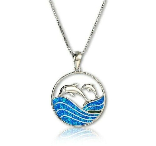 Blue opalesque dolphins - opalesque, 1"
